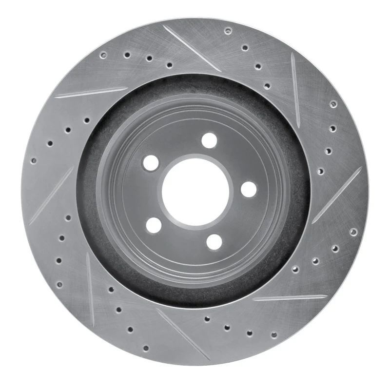 R1 06-23 Dodge Magnum Rear Left Drilled & Slotted Silver Brake Rotor - Image 5
