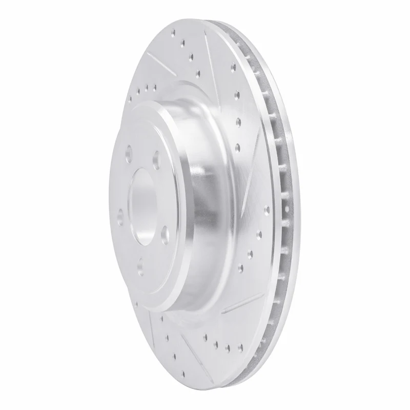 R1 06-23 Dodge Magnum Rear Right Drilled & Slotted Silver Brake Rotor - Image 2