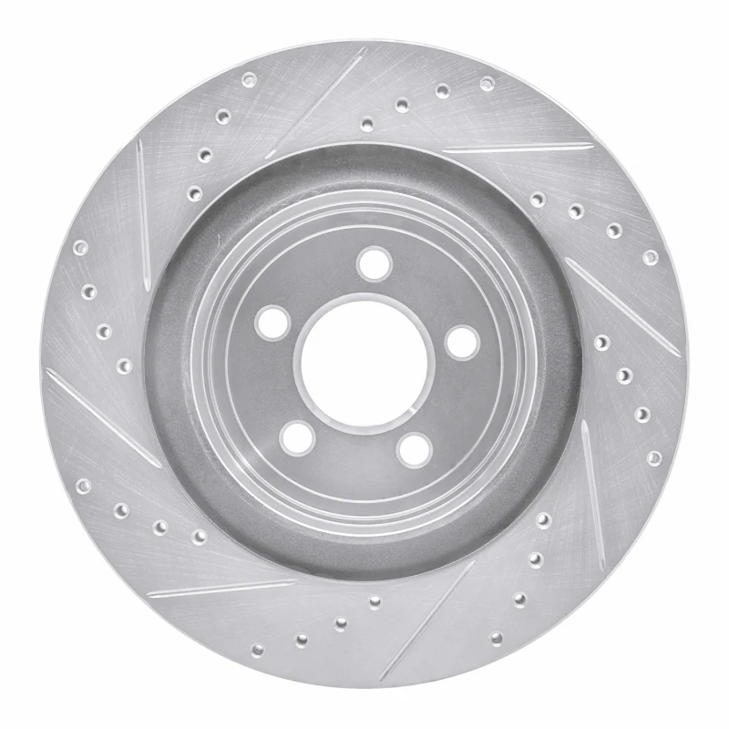 R1 06-23 Dodge Magnum Rear Right Drilled & Slotted Silver Brake Rotor - Image 4