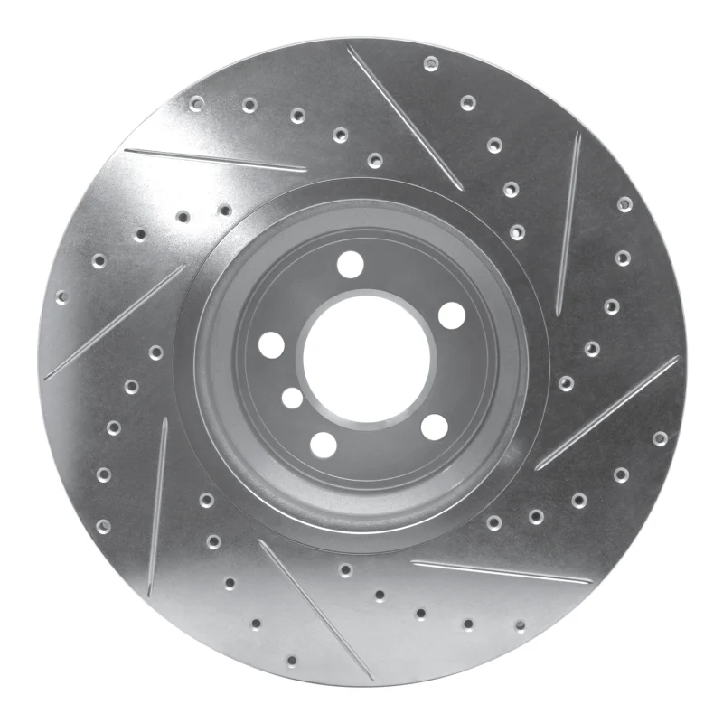 R1 07-08 BMW ALPINA B7 Front Left Drilled & Slotted Silver Brake Rotor - Image 4