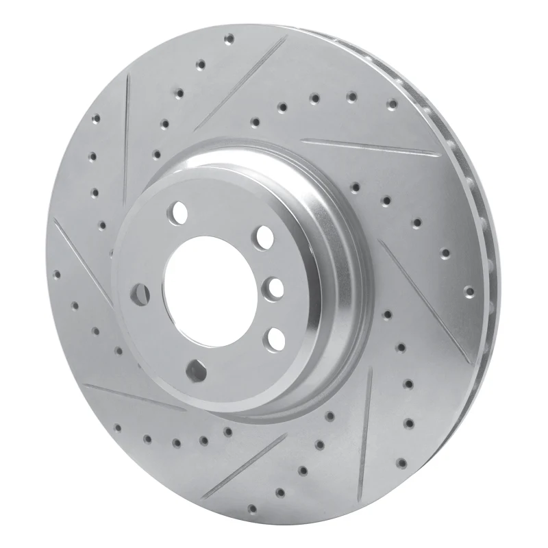 R1 07-08 BMW ALPINA B7 Front Left Drilled & Slotted Silver Brake Rotor - Image 5