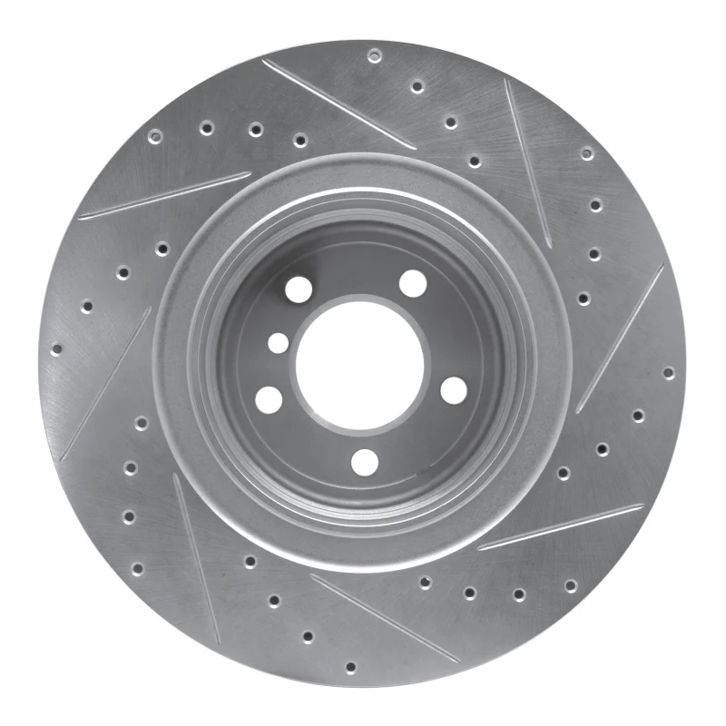 R1 07-08 BMW ALPINA B7 Rear Left Drilled & Slotted Silver Brake Rotor - Image 2