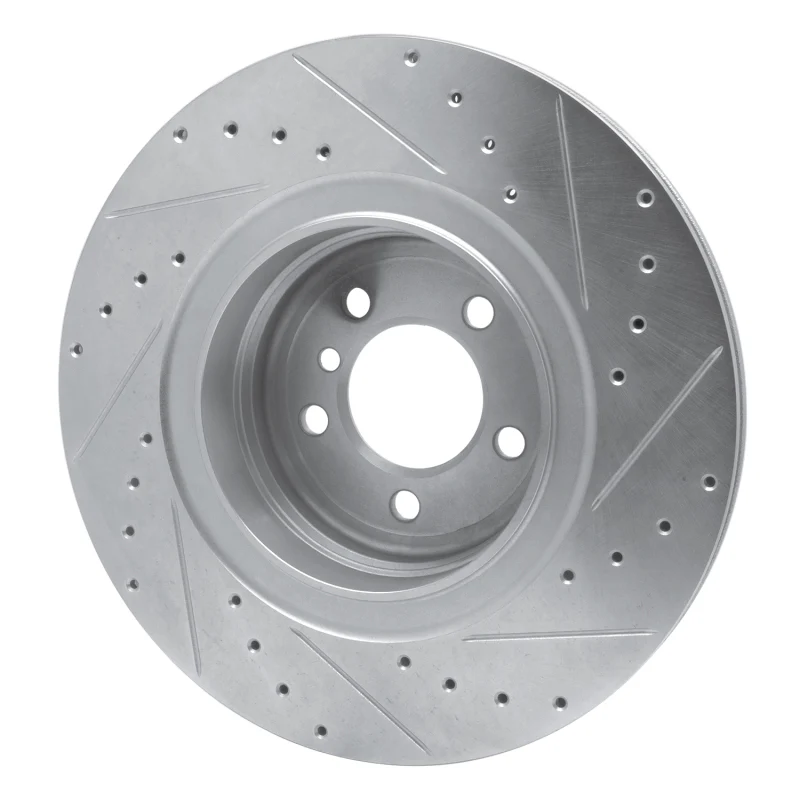 R1 07-08 BMW ALPINA B7 Rear Left Drilled & Slotted Silver Brake Rotor - Image 3