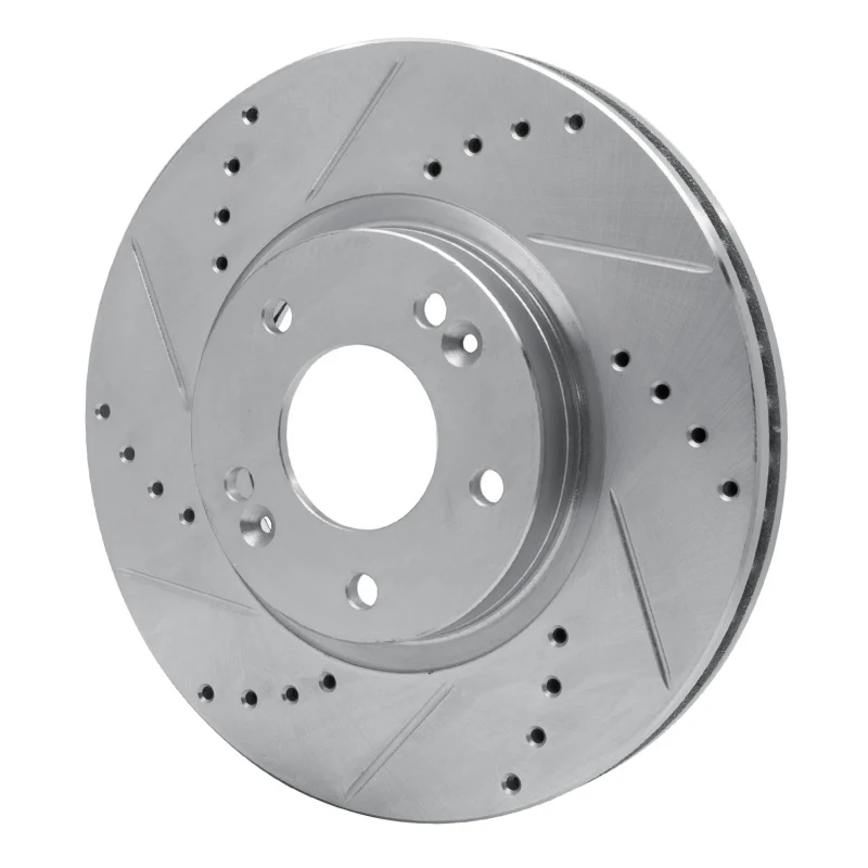 R1 07-09 Hyundai SANTA FE Front Left Drilled & Slotted Silver Brake Rotor - Image 3