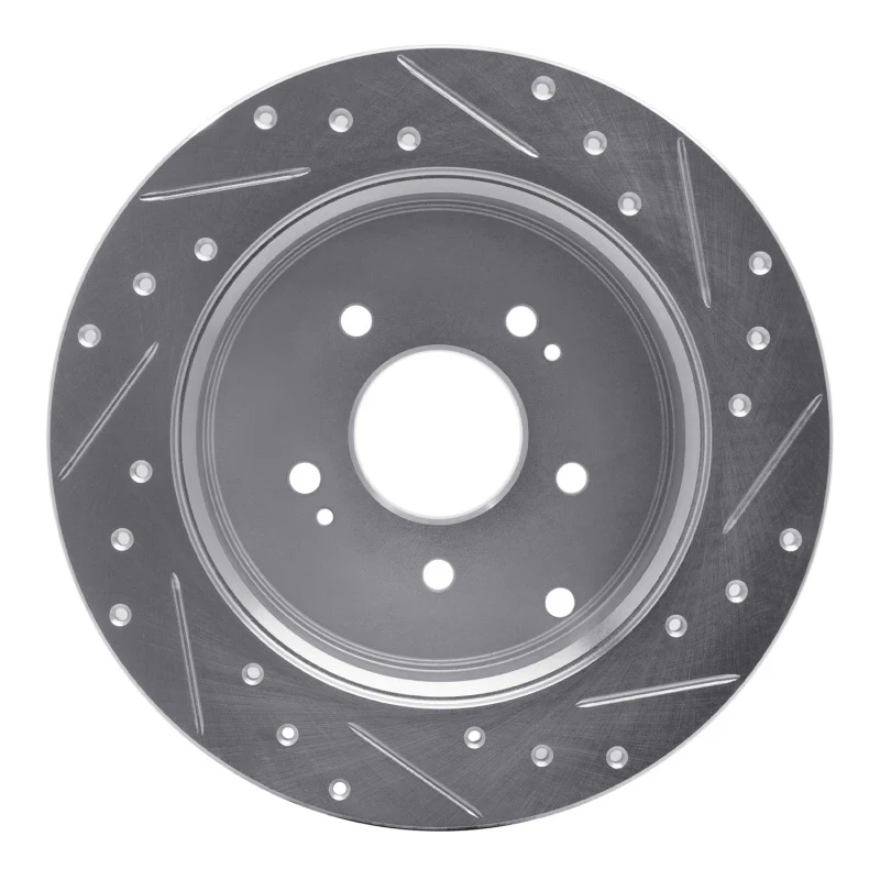 R1 07-09 Hyundai SANTA FE Rear Left Drilled & Slotted Silver Brake Rotor - Image 4