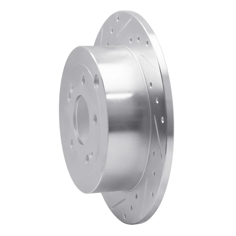 R1 07-09 Hyundai SANTA FE Rear Left Drilled & Slotted Silver Brake Rotor - Image 5