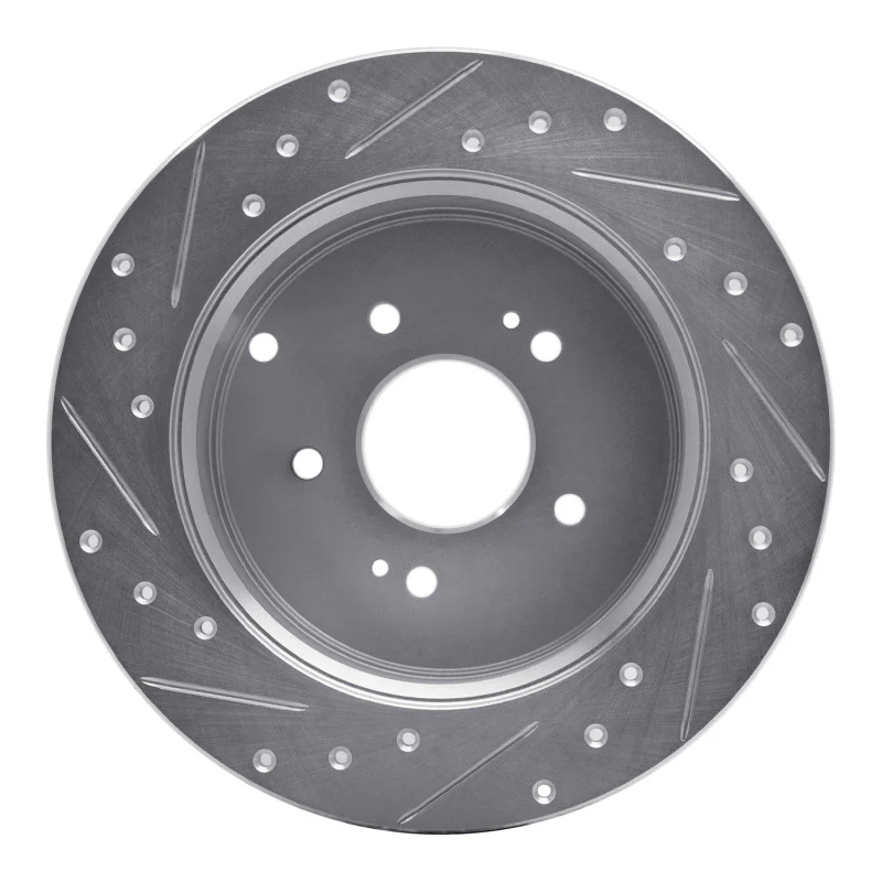 R1 07-09 Hyundai SANTA FE Rear Right Drilled & Slotted Silver Brake Rotor - Image 3