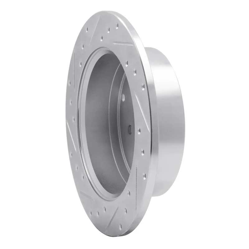 R1 07-09 Hyundai SANTA FE Rear Right Drilled & Slotted Silver Brake Rotor - Image 4