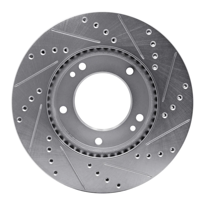 R1 07-09 Kia SORENTO Front Left Drilled & Slotted Silver Brake Rotor - Image 4