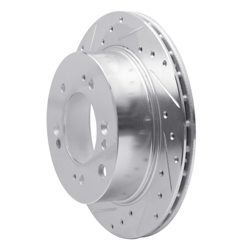 R1 07-09 Kia SORENTO Rear Left Drilled & Slotted Silver Brake Rotor - Image 2