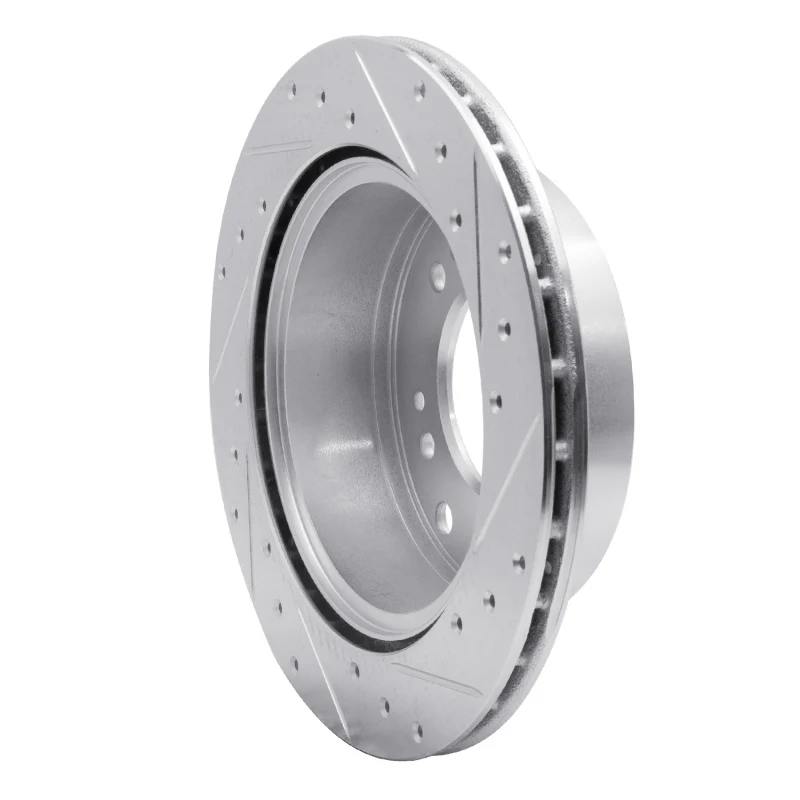 R1 07-09 Kia SORENTO Rear Left Drilled & Slotted Silver Brake Rotor - Image 4