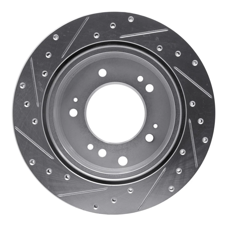 R1 07-09 Kia SORENTO Rear Right Drilled & Slotted Silver Brake Rotor - Image 5