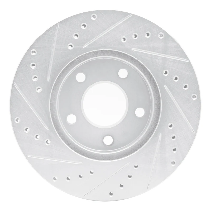 R1 07-10 Chevrolet COBALT Front Right Drilled & Slotted Silver Brake Rotor - Image 2