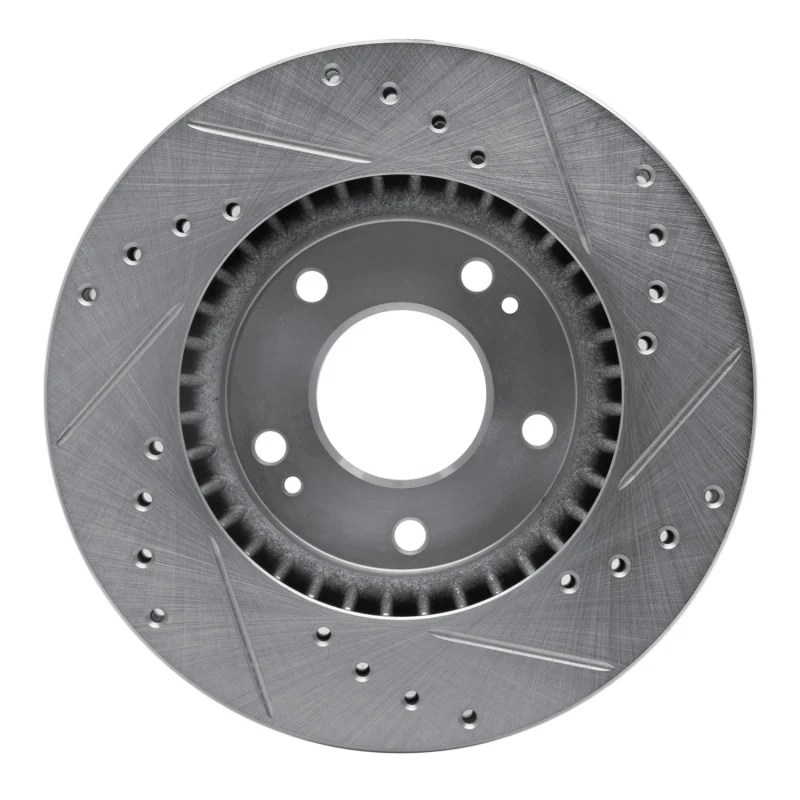 R1 07-10 Hyundai Elantra Front Left Drilled & Slotted Silver Brake Rotor - Image 3