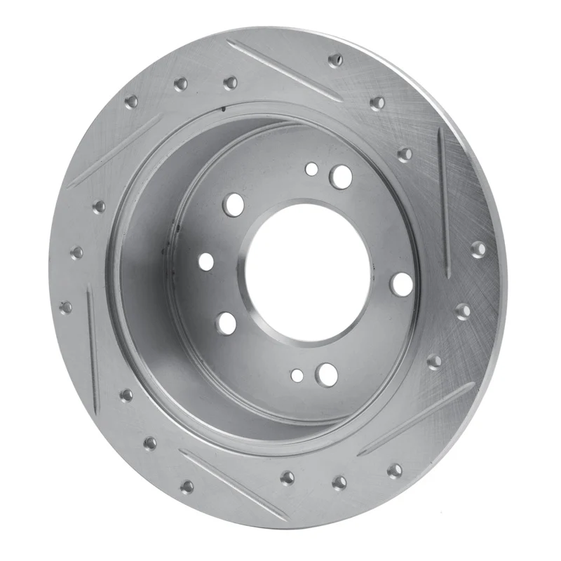 R1 07-10 Hyundai Elantra Rear Left Drilled & Slotted Silver Brake Rotor - Image 5