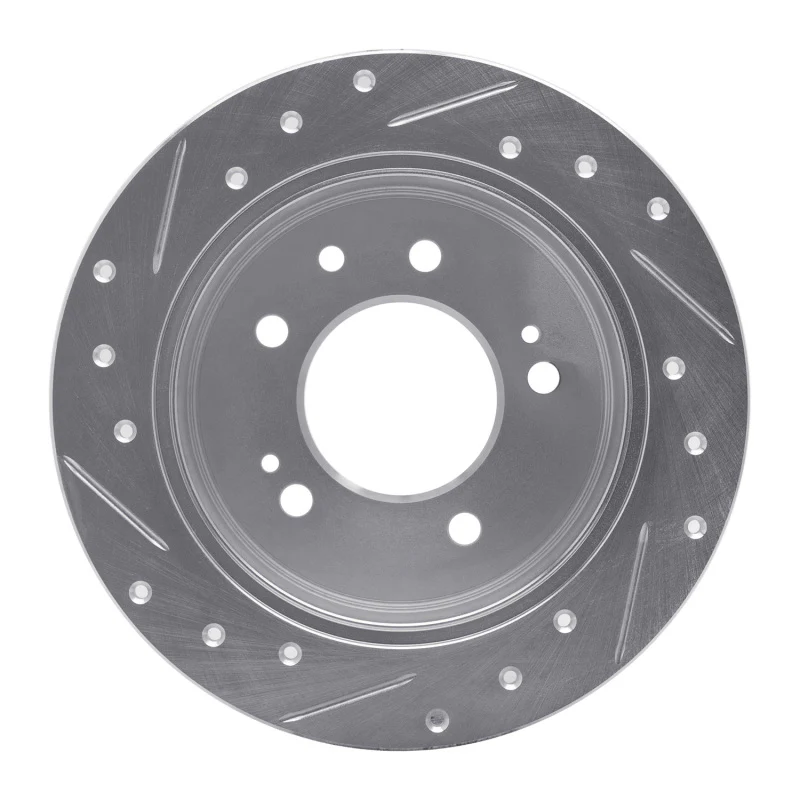 R1 07-10 Hyundai Elantra Rear Right Drilled & Slotted Silver Brake Rotor - Image 3