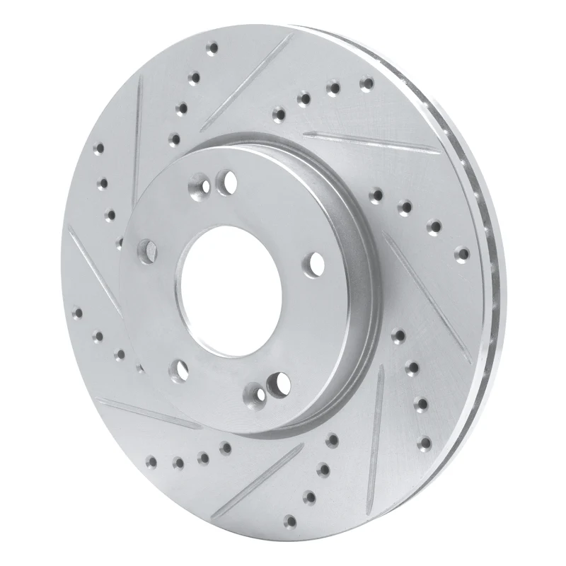 R1 07-10 Kia Rondo (Canada) Front Left Drilled & Slotted Silver Brake Rotor - Image 2