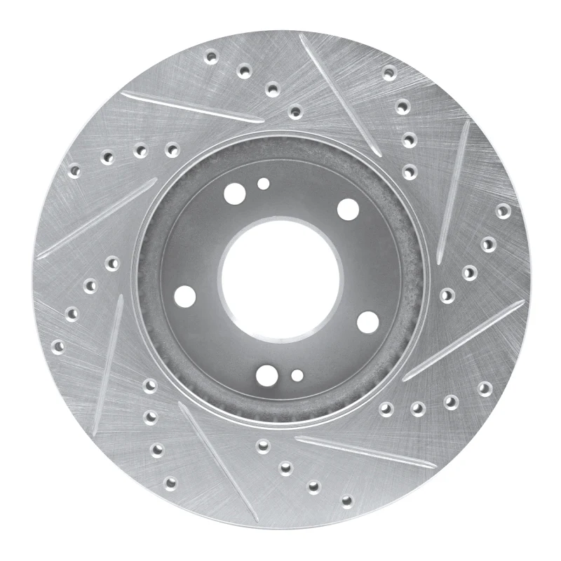 R1 07-10 Kia Rondo (Canada) Front Left Drilled & Slotted Silver Brake Rotor - Image 3