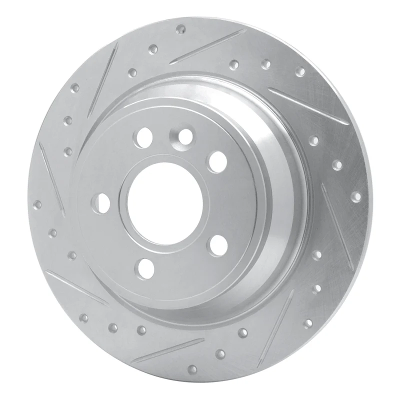 R1 07-10 Volvo S80 Rear Left Drilled & Slotted Silver Brake Rotor - Image 5