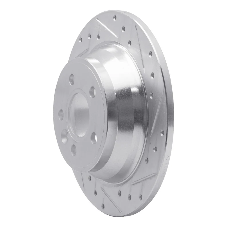 R1 07-10 Volvo S80 Rear Right Drilled & Slotted Silver Brake Rotor - Image 3