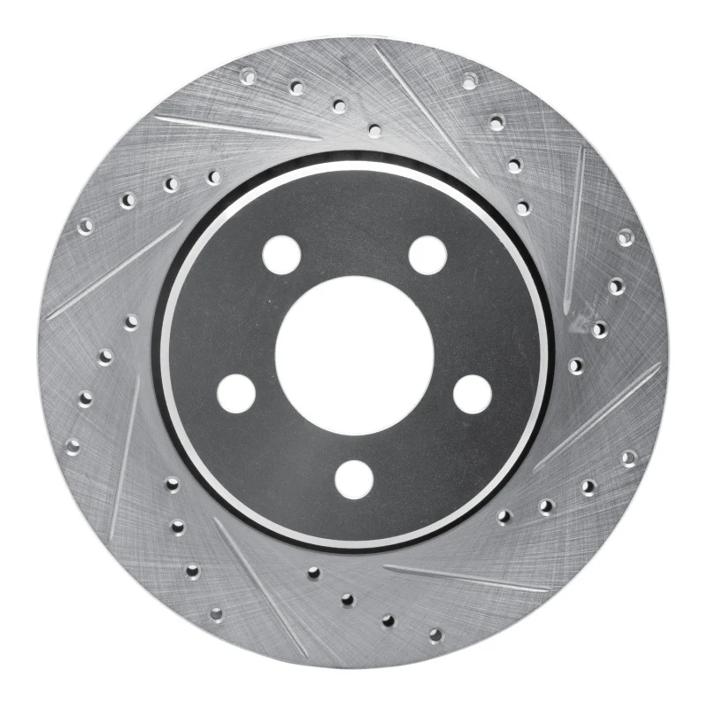 R1 07-12 Dodge Nitro Front Right Drilled & Slotted Silver Brake Rotor