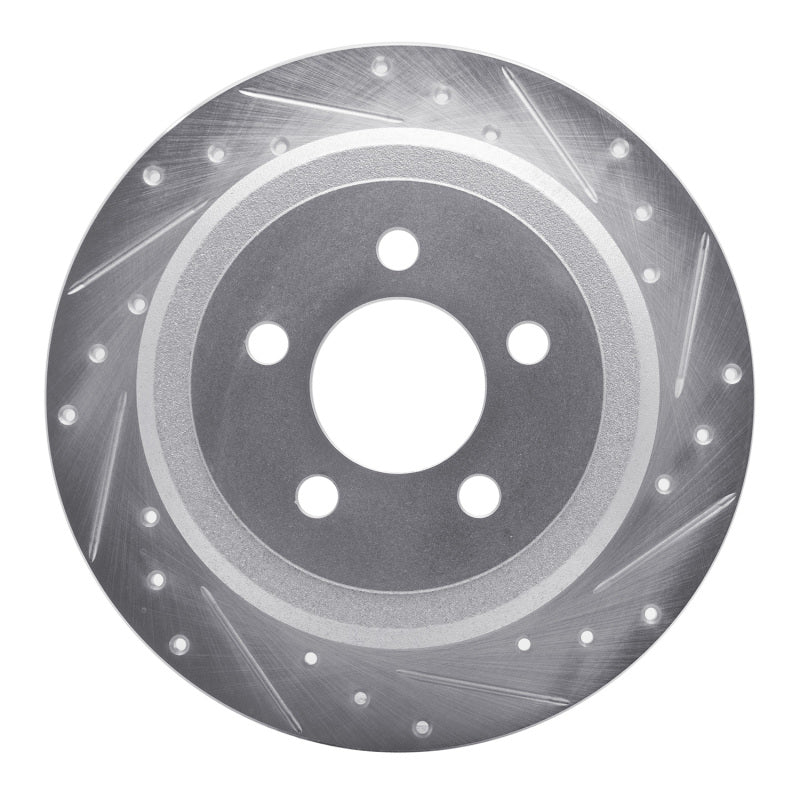 R1 07-12 Dodge Nitro Rear Left Drilled & Slotted Silver Brake Rotor