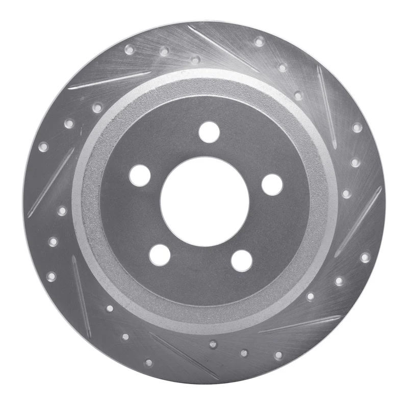 R1 07-12 Dodge Nitro Rear Right Drilled & Slotted Silver Brake Rotor