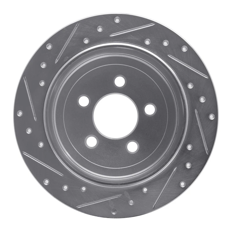 R1 07-12 Dodge Nitro Rear Right Drilled & Slotted Silver Brake Rotor - Image 5