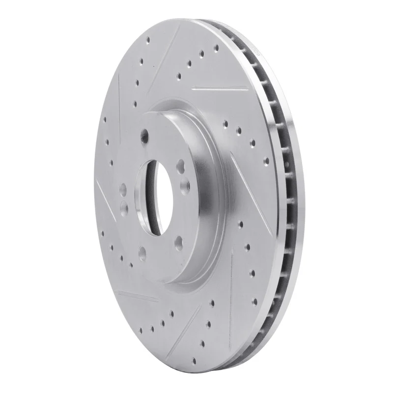 R1 07-12 Hyundai Veracruz Front Left Drilled & Slotted Silver Brake Rotor - Image 4