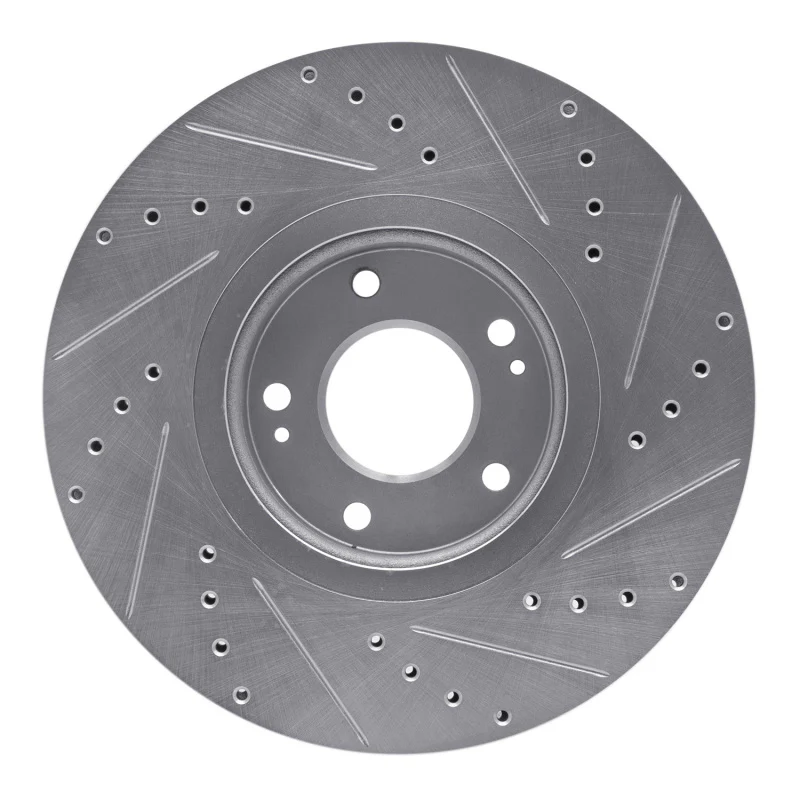 R1 07-12 Hyundai Veracruz Front Left Drilled & Slotted Silver Brake Rotor - Image 5