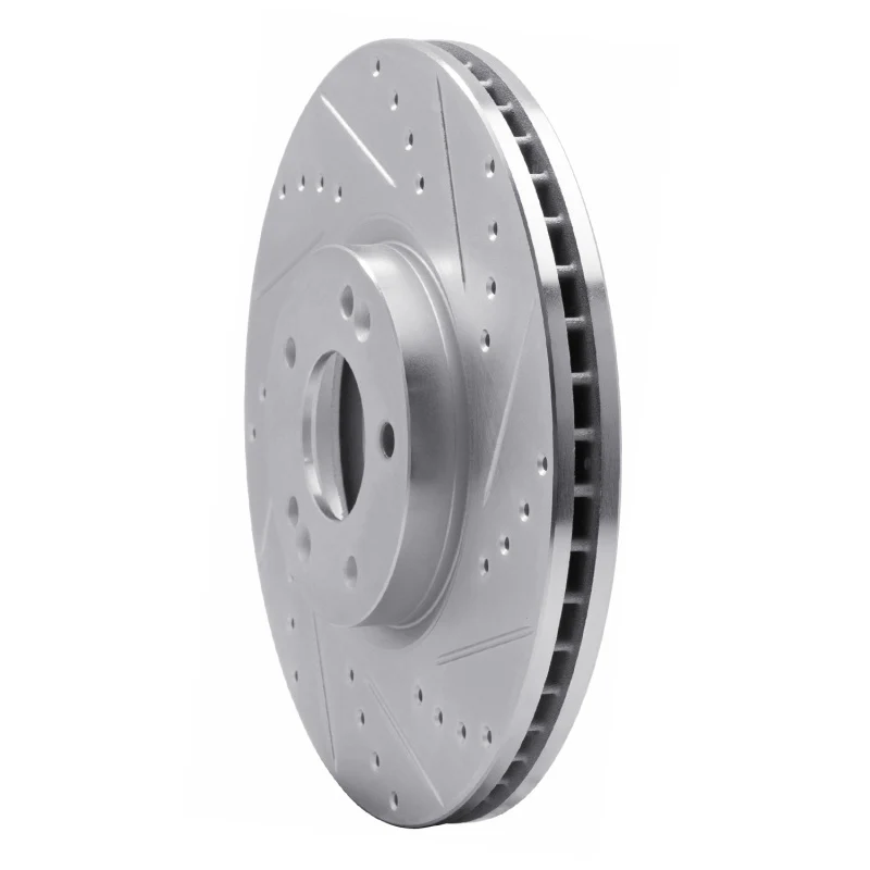 R1 07-12 Hyundai Veracruz Front Right Drilled & Slotted Silver Brake Rotor - Image 2