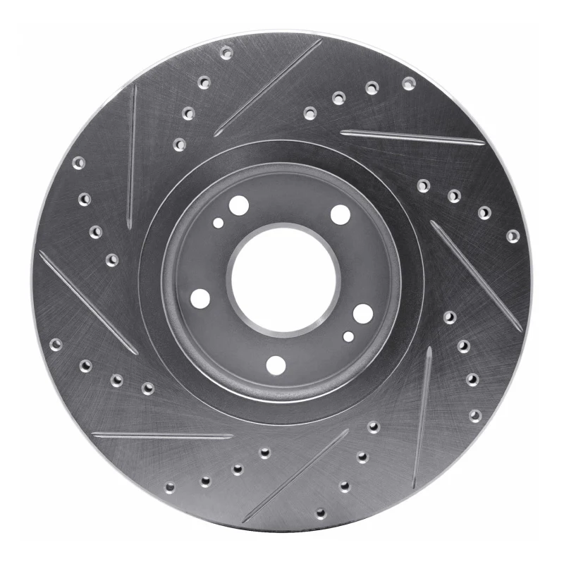 R1 07-12 Hyundai Veracruz Front Right Drilled & Slotted Silver Brake Rotor - Image 4