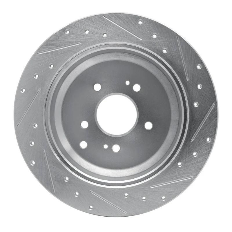 R1 07-12 Hyundai Veracruz Rear Left Drilled & Slotted Silver Brake Rotor - Image 3