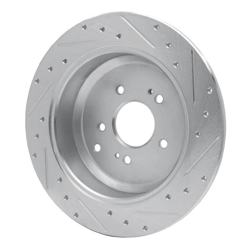 R1 07-12 Hyundai Veracruz Rear Left Drilled & Slotted Silver Brake Rotor - Image 5