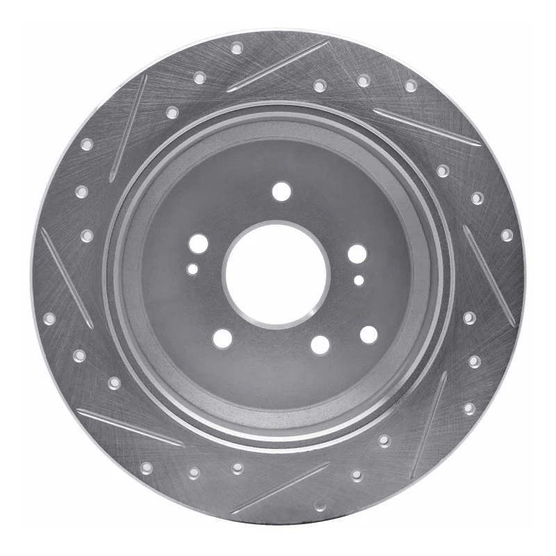 R1 07-12 Hyundai Veracruz Rear Right Drilled & Slotted Silver Brake Rotor - Image 3