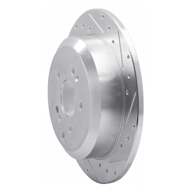 R1 07-12 Hyundai Veracruz Rear Right Drilled & Slotted Silver Brake Rotor - Image 4
