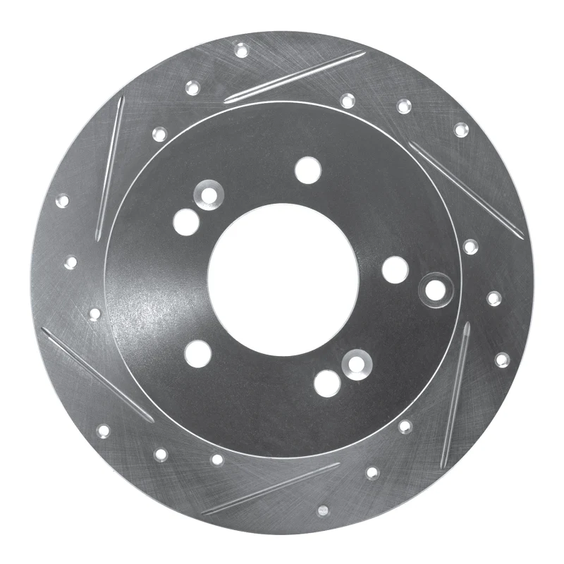 R1 07-12 Kia Rondo (Canada) Rear Left Drilled & Slotted Silver Brake Rotor