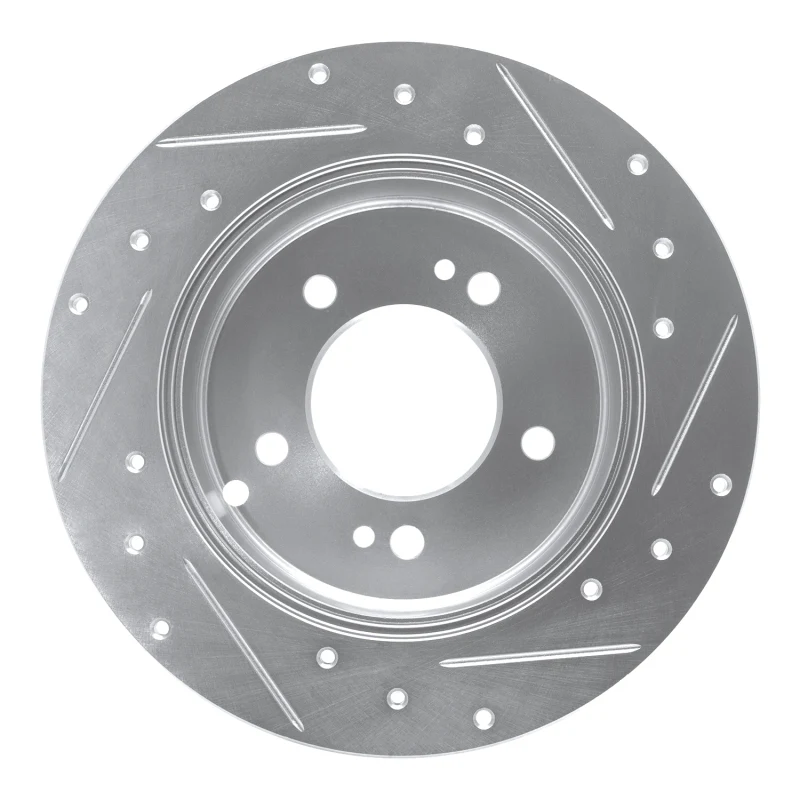 R1 07-12 Kia Rondo (Canada) Rear Left Drilled & Slotted Silver Brake Rotor - Image 2