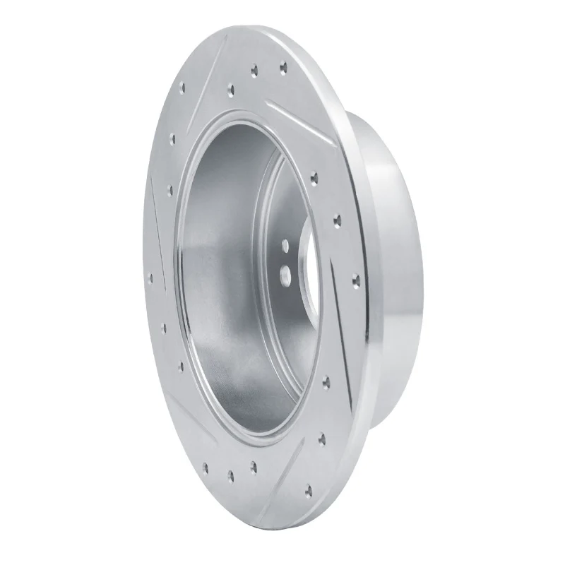 R1 07-12 Kia Rondo (Canada) Rear Right Drilled & Slotted Silver Brake Rotor - Image 3