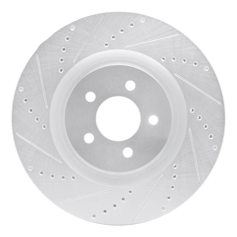 R1 07-14 Ford Mustang Front Left Drilled & Slotted Silver Brake Rotor
