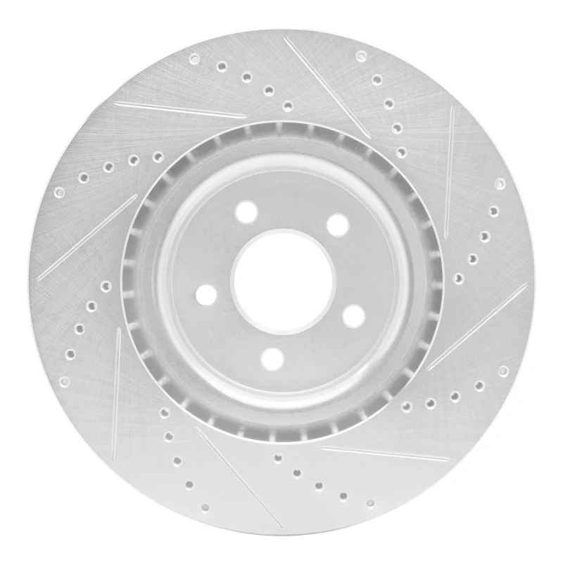 R1 07-14 Ford Mustang Front Left Drilled & Slotted Silver Brake Rotor - Image 3
