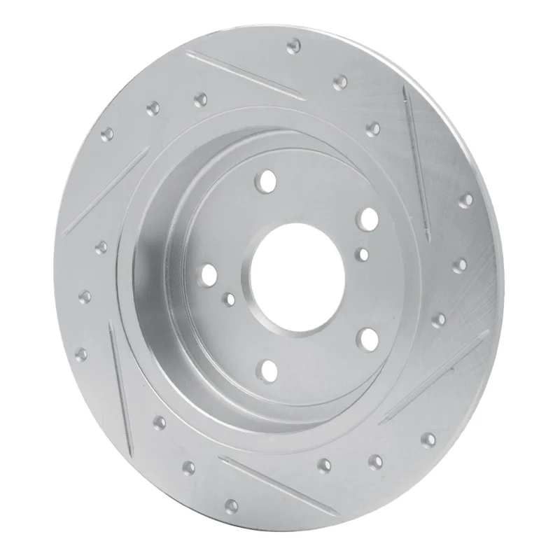 R1 07-14 Suzuki SX4 Rear Left Drilled & Slotted Silver Brake Rotor - Image 5