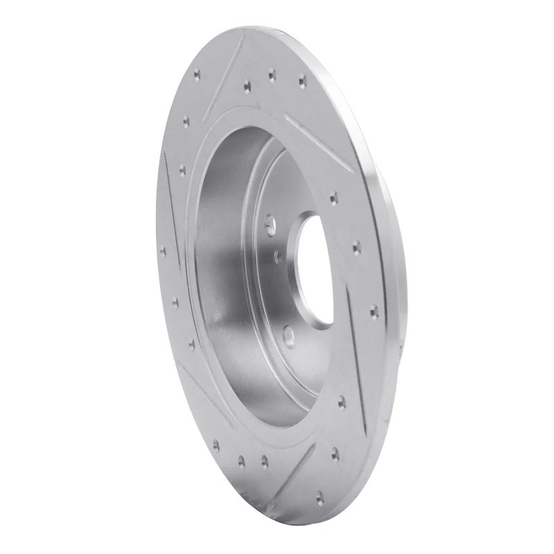 R1 07-14 Suzuki SX4 Rear Right Drilled & Slotted Silver Brake Rotor - Image 5