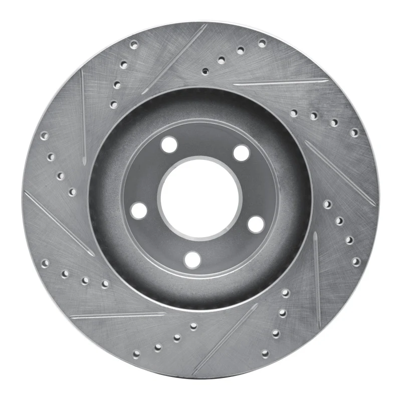 R1 07-15 Ford Edge Front Right Drilled & Slotted Silver Brake Rotor - Image 4