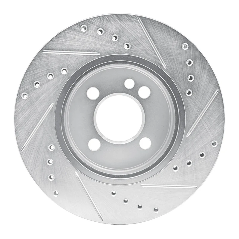 R1 07-15 Mini Cooper Clubman Front Left Drilled & Slotted Silver Brake Rotor - Image 2