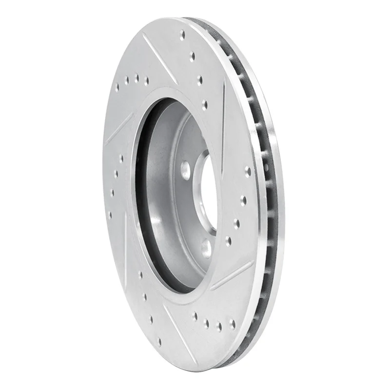 R1 07-15 Mini Cooper Clubman Front Left Drilled & Slotted Silver Brake Rotor - Image 3
