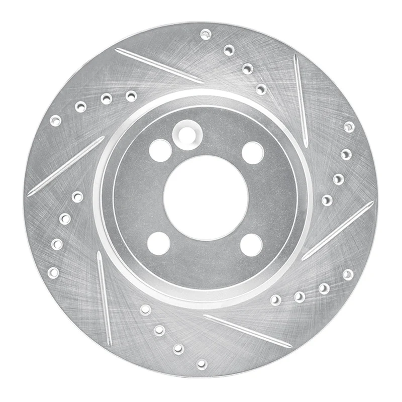 R1 07-15 Mini Cooper (Excl Clubman) Front Right Drilled & Slotted Silver Brake Rotor