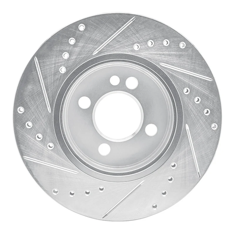 R1 07-15 Mini Cooper (Excl Clubman) Front Right Drilled & Slotted Silver Brake Rotor - Image 4