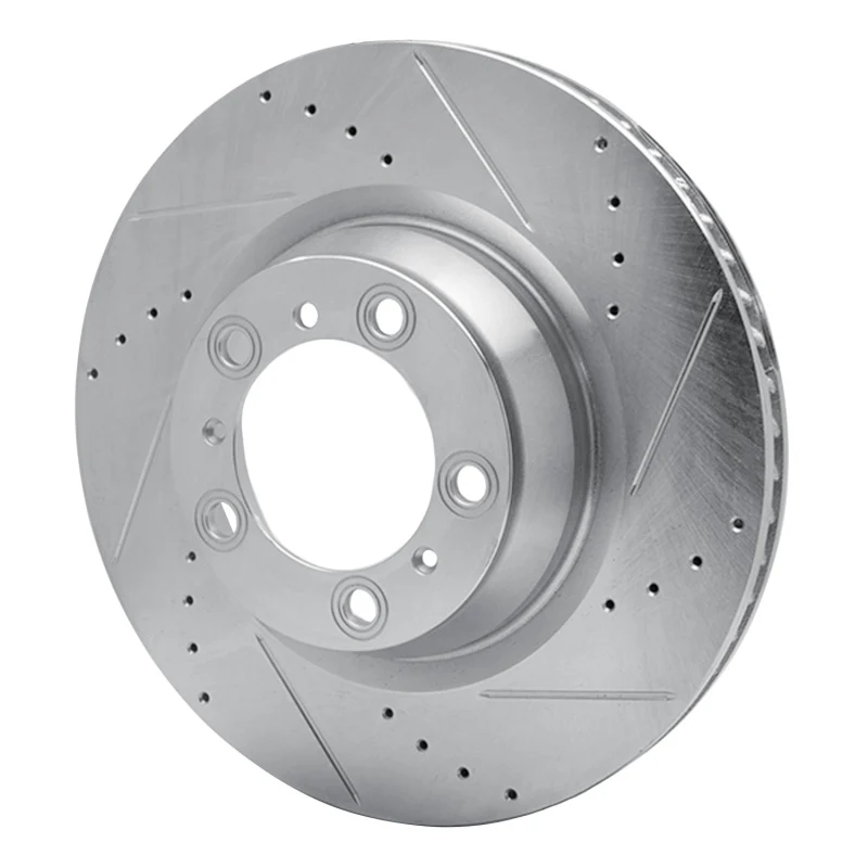 R1 07-16 Porsche 911 Left Rear Drilled & Slotted Silver Brake Rotor - Image 3