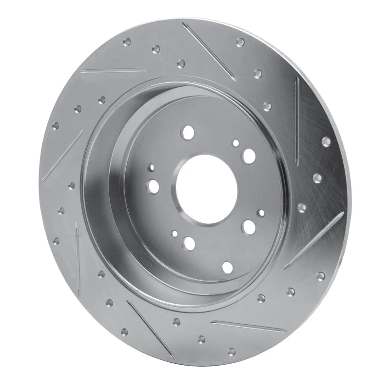 R1 07-17 Acura MDX Rear Left Drilled & Slotted Silver Brake Rotor - Image 3